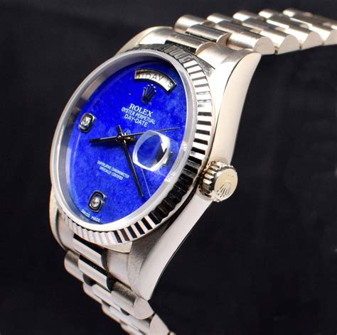 white gold rolex day-date 18239|rolex day date lapis dial.